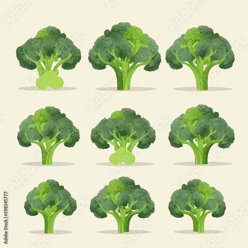 A pack of broccoli-themed social media graphics or banners