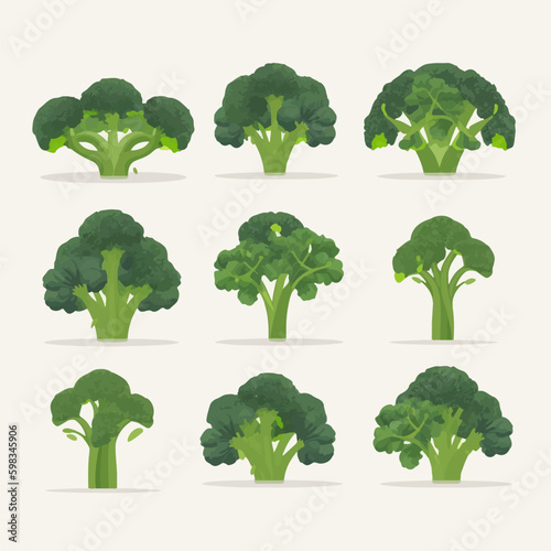 Vector broccoli illustrations in a variety of color schemes to match your brand or project