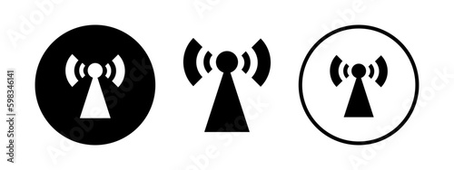 Modern icon with black antenna for web and app design. Wifi signal illustration.