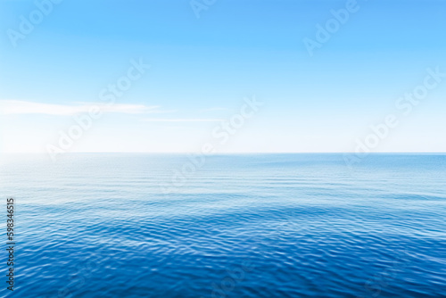 Blue sea with waves and sky with clouds.Calm tranquil blue sea relaxing background with copy space