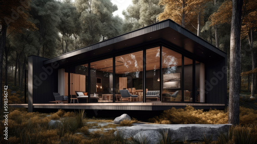 Ultramodern forest cabin wi...