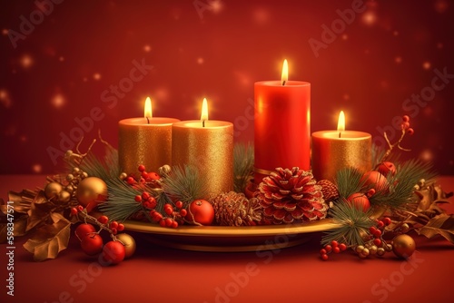 Christmas candle decoration  Generative AI