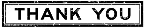 Grunge black thank you word square rubber seal stamp on whtie background