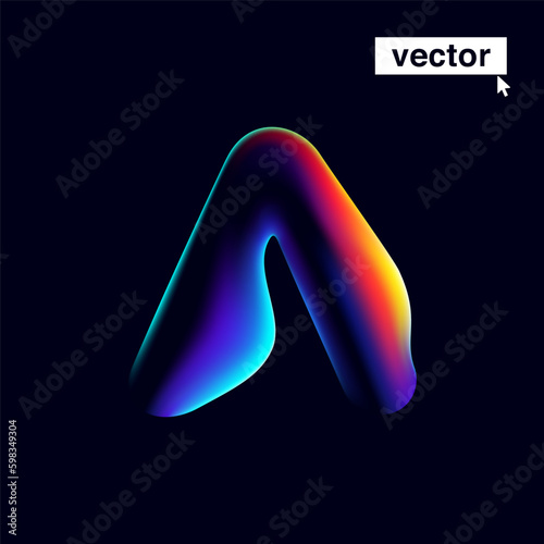 A letter logo with neon glitch. Multicolor gradient sign with double exposure and illusion effect.