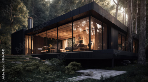 Ultramodern forest cabin wi...