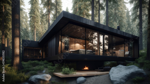 Ultramodern forest cabin wi...