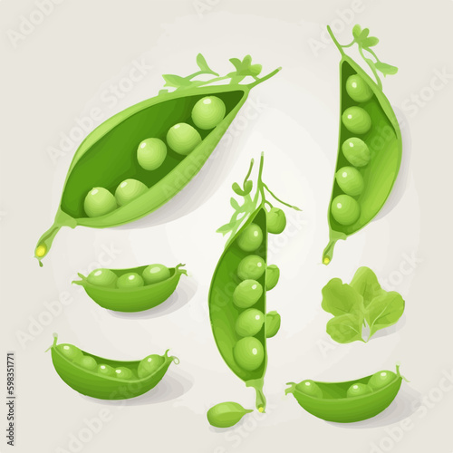 Set of delightful pea vector illustrations for various uses.