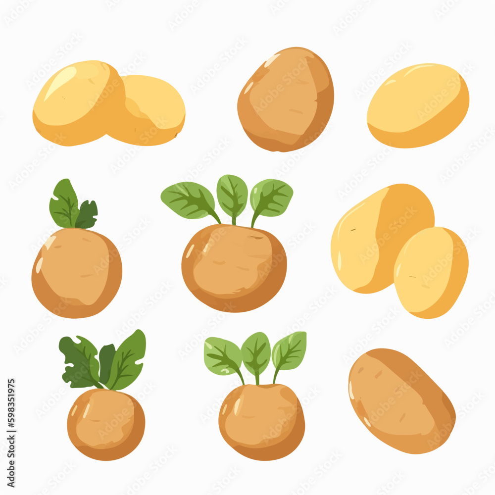 Set of potato vectors in a minimalistic style for clean and contemporary designs. Set of potato vectors in a minimalistic style for clean and contemporary designs.
