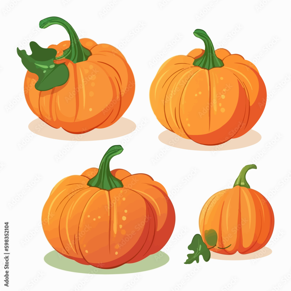 Set of pumpkin vector graphics for Halloween decorations.