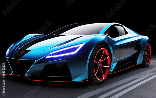 Concept sports car futuristic design, fictional project of modern supercar illustration. Generative Ai. © Cobalt