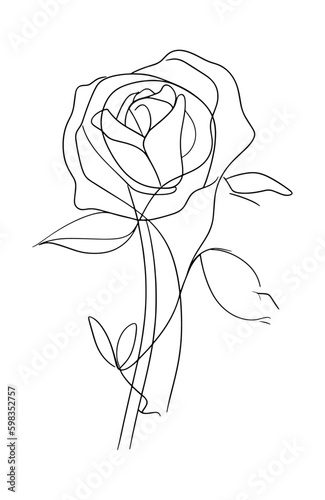 monoline art of rose, continuous line art of rose