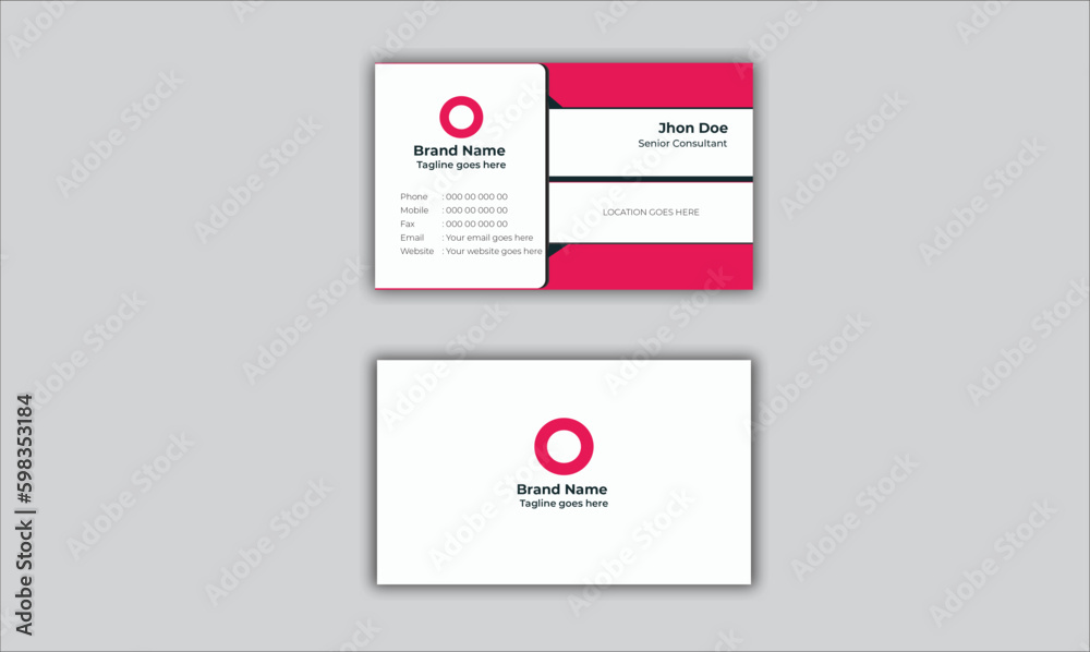 Creative Modern Corporate Business Card Design Template Double sided Horizontal Name Card Simple and clean Colourful visiting card.