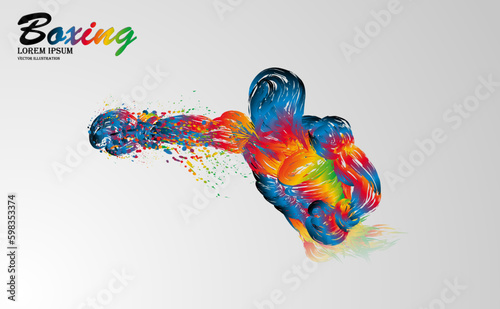 Visual drawing of boxing battle fight vs match colorful beautiful design style on white background for vector illustration, exercise, healthy lifestyle sport concept