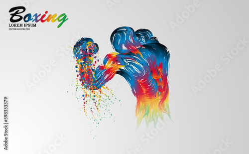 Visual drawing of boxing battle fight vs match colorful beautiful design style on white background for vector illustration, exercise, healthy lifestyle sport concept