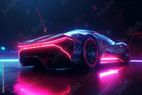 Futuristic Tank with Neon Lights  Lighting  Laser  Made by AI  AI generated  Artificial intelligence 