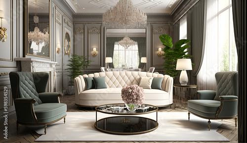 Luxurious modern living room Interior Design With Furniture