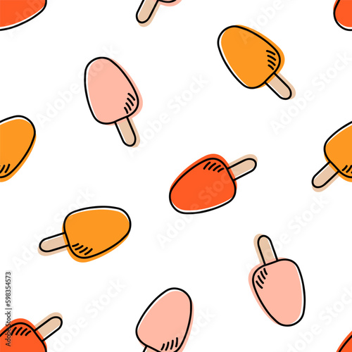 Seamless pattern with colorufl icecream photo