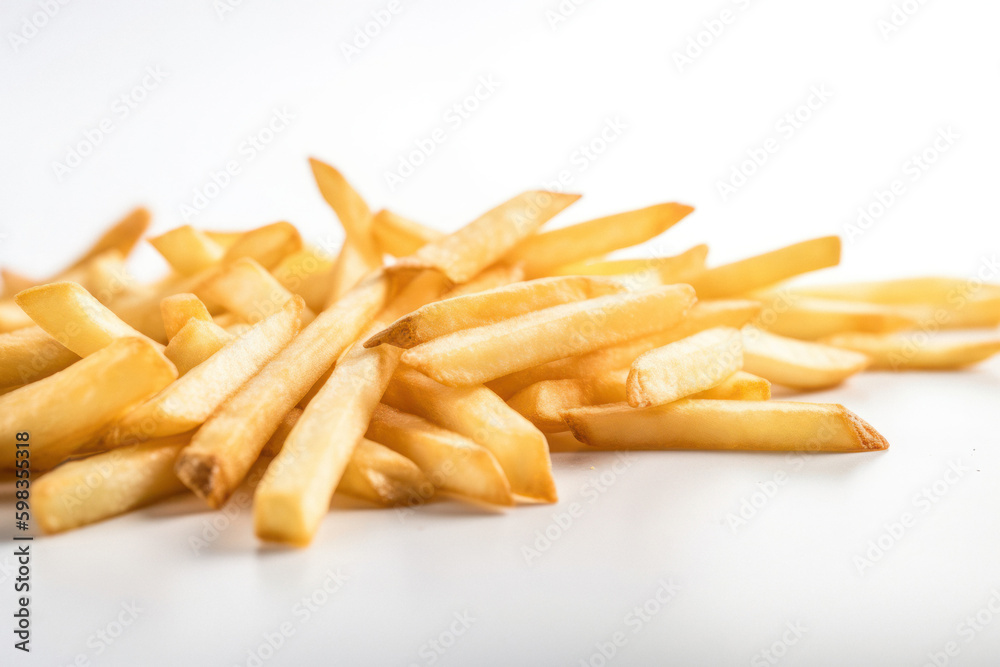 Crispy Golden French Fries on White Background Crispy Golden French Fries on White Background