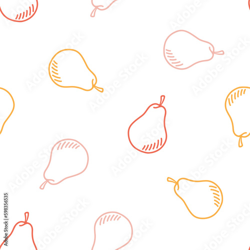Seamless pattern with colorful outline pear