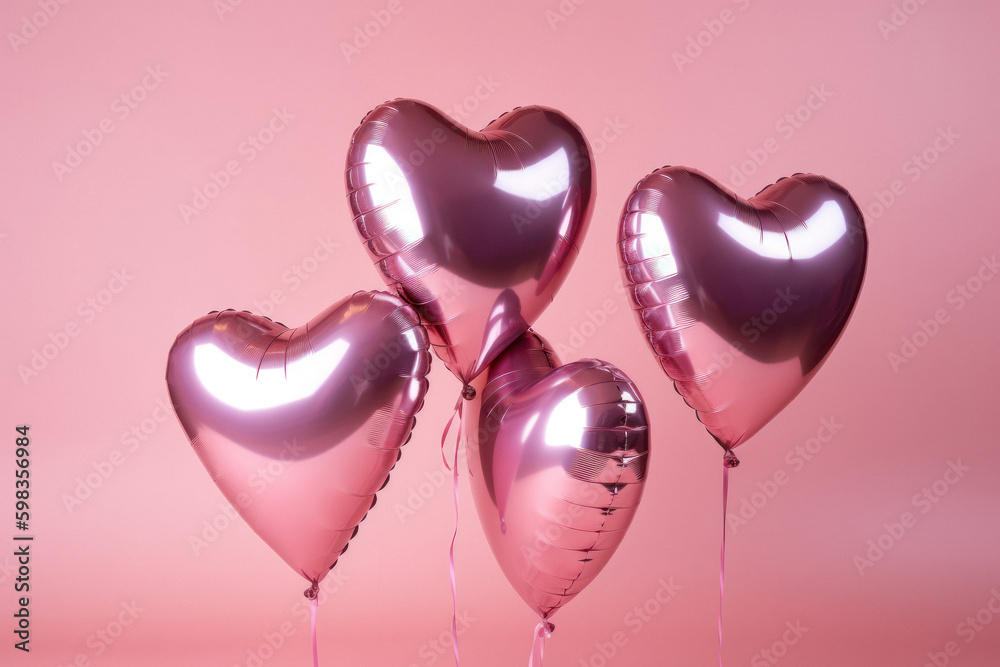 Pink heart-shaped helium balloons for romantic occasions