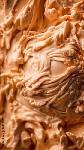 close up of ice cream. Abstract background with swirl pattern. Flowing texture. AI generated