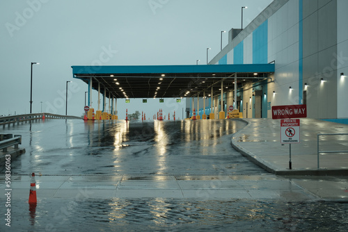Rainy industrial scene in Red Hook, Brooklyn, New York