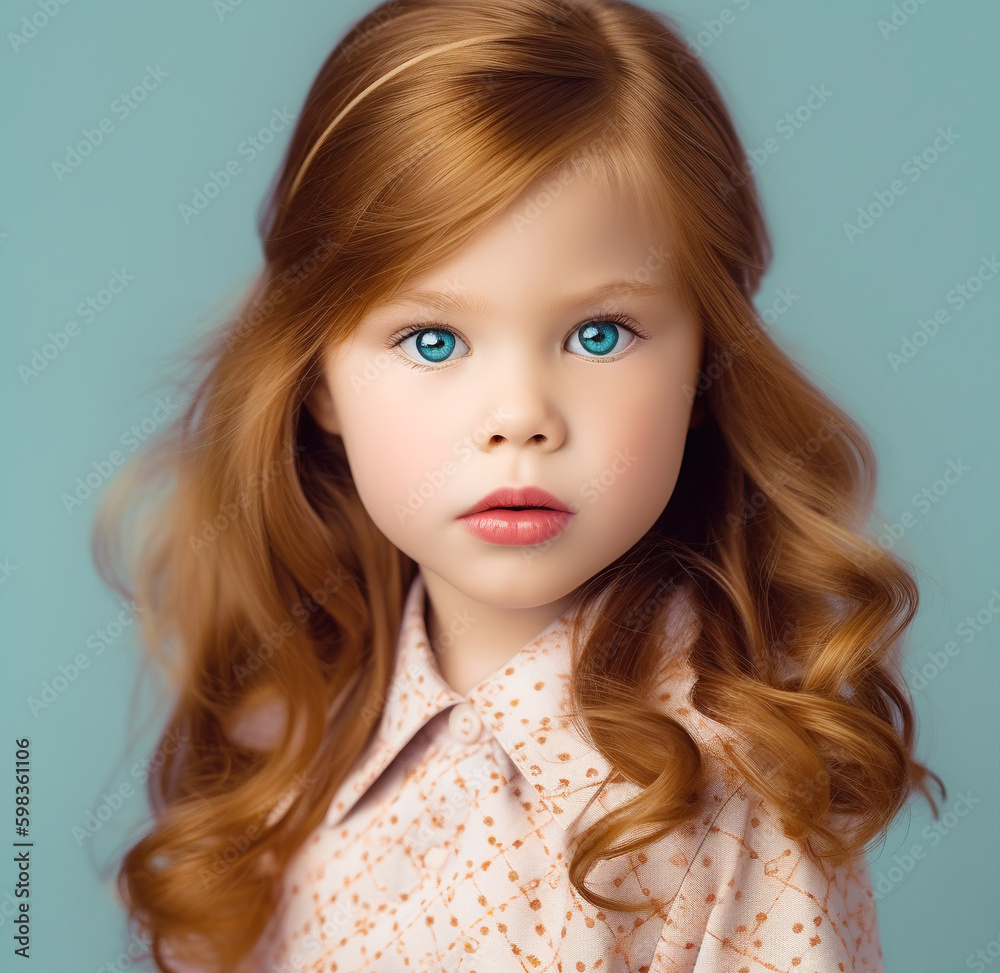 Portrait of a cute red-haired girl on a white background. Generative AI Portrait of a cute red-haired girl on a white background. Generative AI