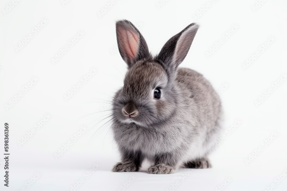 Cute oriental gray rabbit on white background Cute oriental gray rabbit on white background
