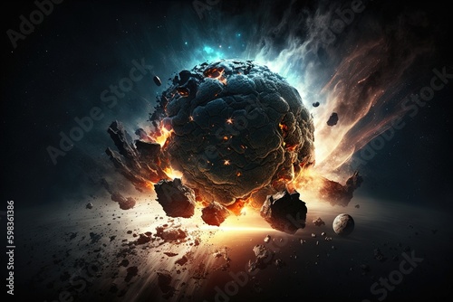 Canvas Print Asteroid impact, end of world, judgment day