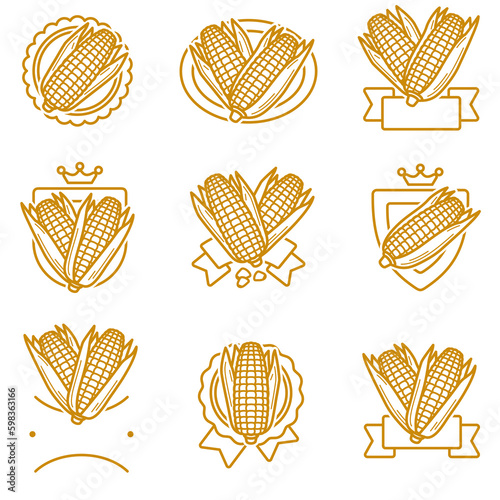 Corn label and element set. Collection icon corn. Vector