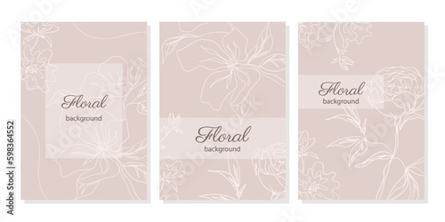 Elegant vector floral background. Trendy design templates for postcard, wedding invitation,  flyer, brochure, poster, social media post