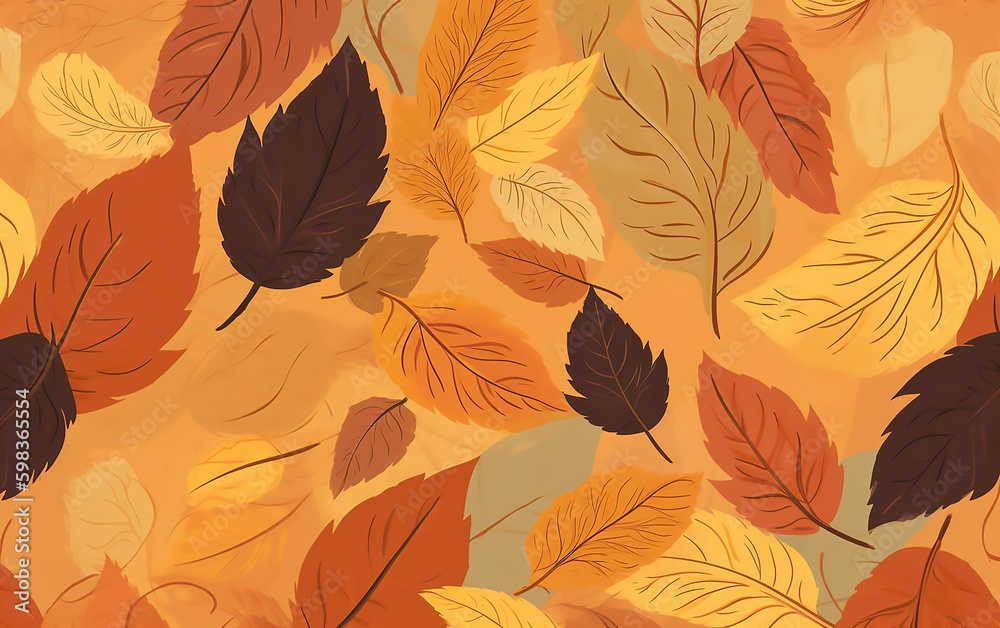 Autumn pattern with leaves. Generative AI technology.