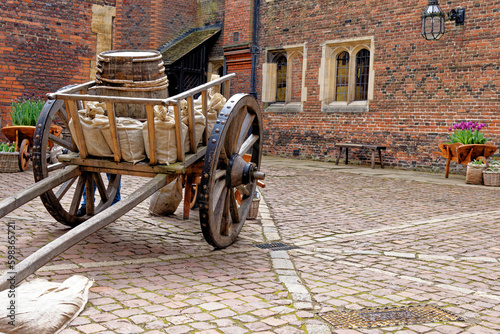 English heritage vintage background - Barrel on Cart
