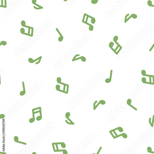 Seamless pattern with green musical notes