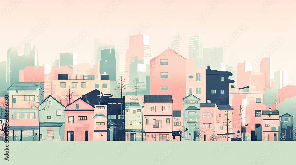 Paste color simple city pop. Generative Ai.