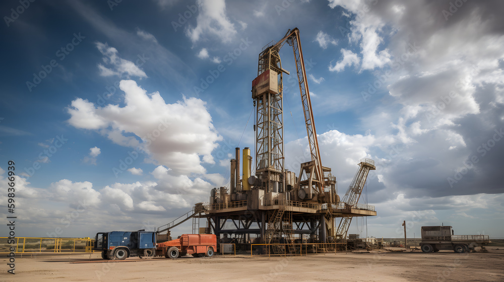 Reaching for the Sky: The Towering Oil Rig, generative AI Reaching for the Sky: The Towering Oil Rig, generative AI