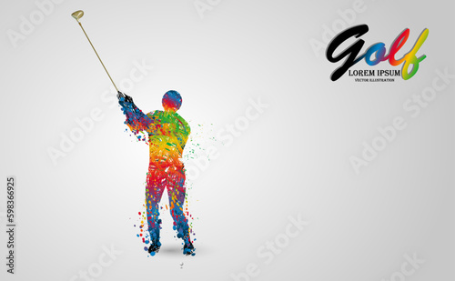Visual drawing of character player on professional golf course and golf club beautiful start step by step to hitting on white background for vector illustration, exercise golf sport concept