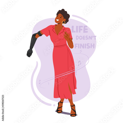 Disabled Dancer Female Character. Woman Dances Gracefully With Her Prosthetic Hand, Defying Societal Norms Generative AI