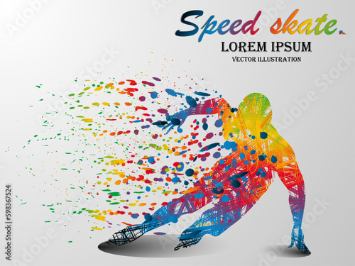 Visual drawing of beautiful sport speed ice skate game, abstract colorful vector illustration, healthy lifestyle and sport concepts, set 2 of 2