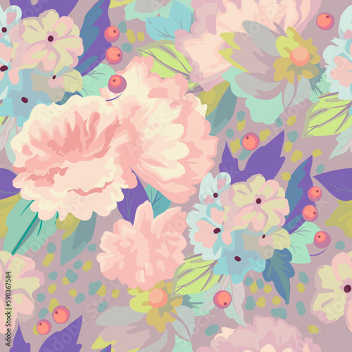 delicate pastel flowers. seamless pattern