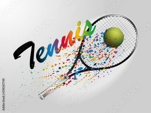 Visual drawing of ball at fast of speed in tennis sport, colorful beautiful design style on white background for vector illustration, exercise sport concept