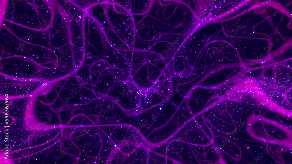 Abstract purple relaxing plasma particle loop background. 3D animation screen decor and wallpaper design backdrop for lounge, showroom and vj showcase. Elegant classy and posh hypnotic glamor swirls.