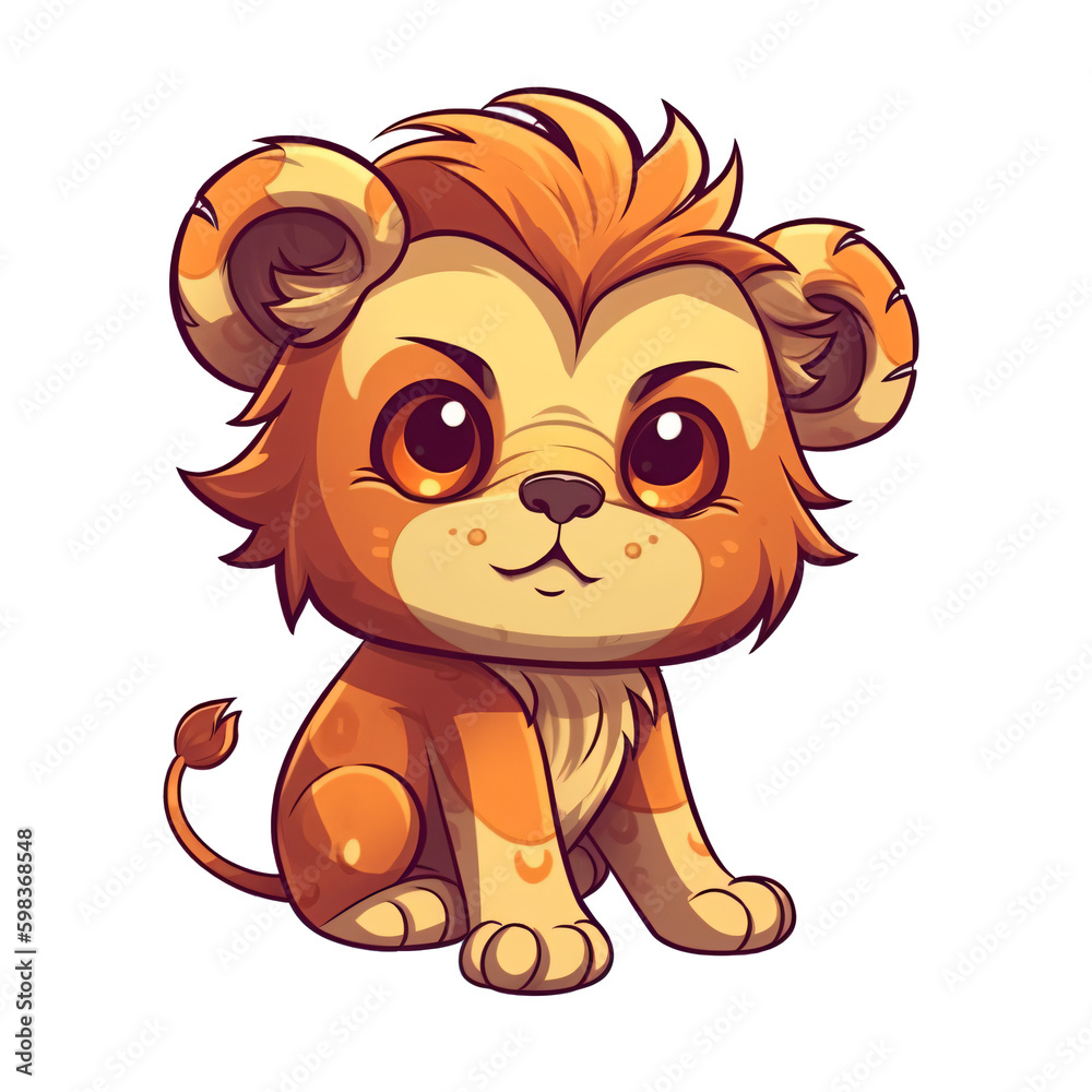 cartoon lion cub clip art transparent background Stock Illustration