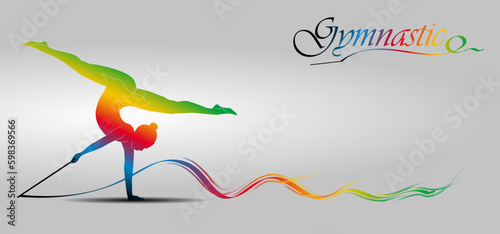 Visual drawing of beautiful gymnastic sport of front view, healthy lifestyle and sport concepts,abstract soccer game colorful vector illustration, set 1 of 20