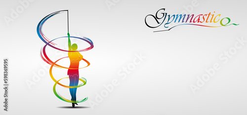 Visual drawing of beautiful gymnastic sport of front view, healthy lifestyle and sport concepts,abstract soccer game colorful vector illustration, set 10 of 20