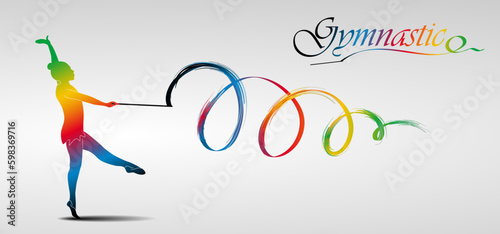 Visual drawing of beautiful gymnastic sport of front view, healthy lifestyle and sport concepts,abstract soccer game colorful vector illustration, set 16 of 20