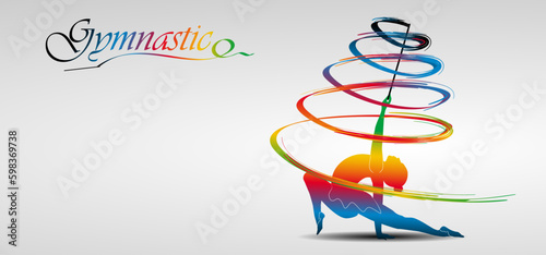 Visual drawing of beautiful gymnastic sport of front view, healthy lifestyle and sport concepts,abstract soccer game colorful vector illustration, set 14 of 20