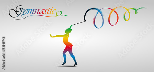 Visual drawing of beautiful gymnastic sport of front view, healthy lifestyle and sport concepts,abstract soccer game colorful vector illustration, set 19 of 20