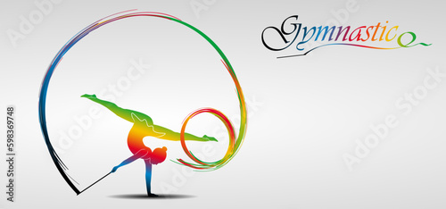 Visual drawing of beautiful gymnastic sport of front view, healthy lifestyle and sport concepts,abstract soccer game colorful vector illustration, set 18 of 20