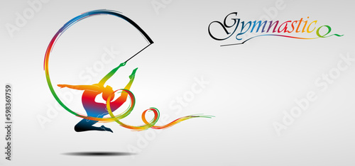 Visual drawing of beautiful gymnastic sport of front view, healthy lifestyle and sport concepts,abstract soccer game colorful vector illustration, set 19 of 20